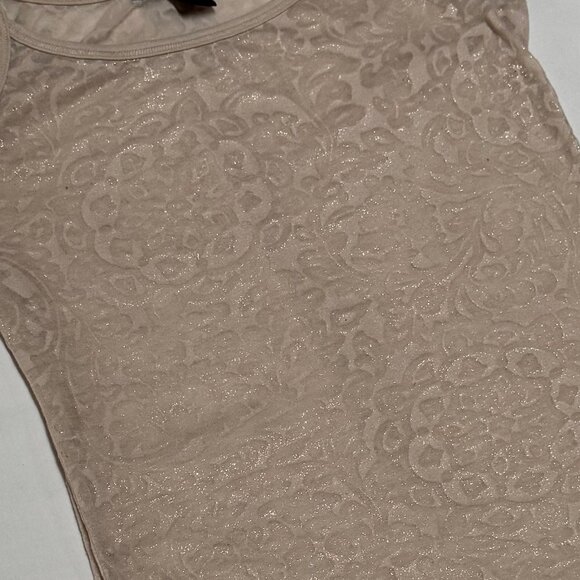 Y2K Express Sheer Burnout Metallic Print Pattern Golden Tank Top Cami Camisole - Picture 4 of 7